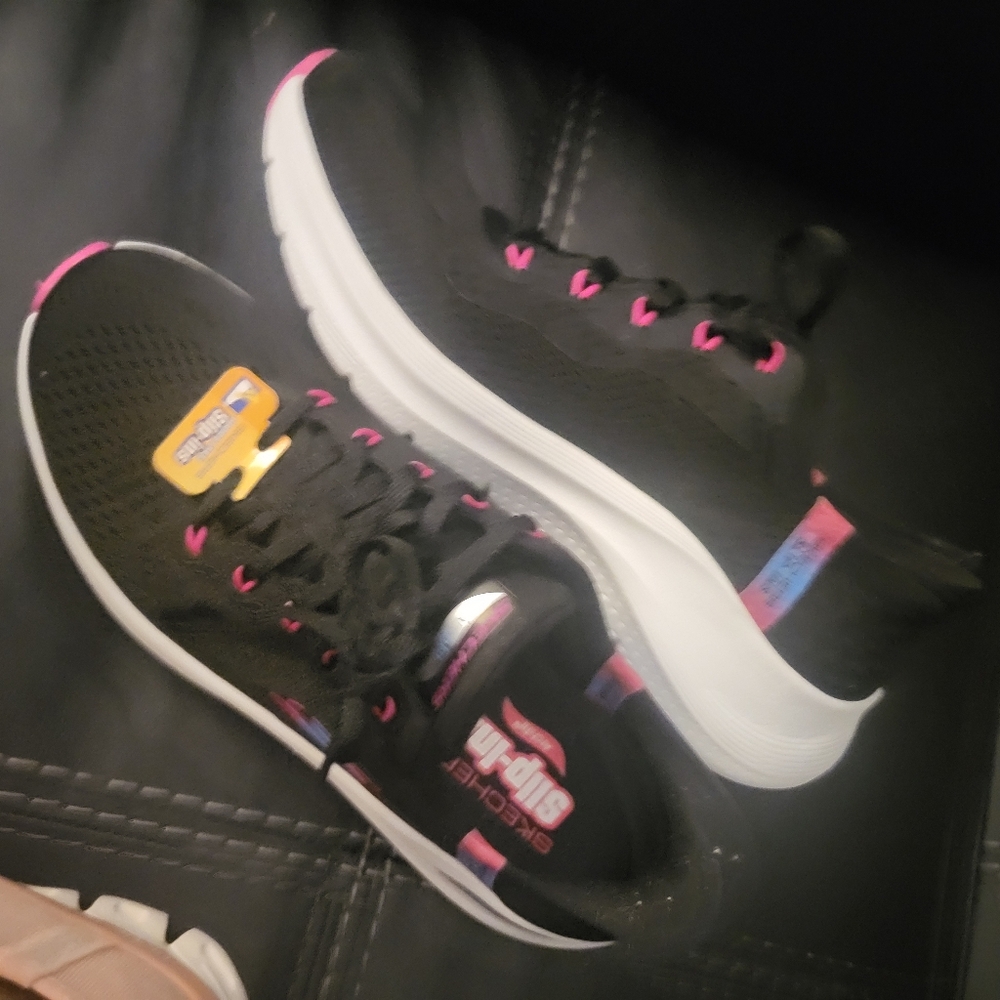 Skechers Black and Pink Lifestyle Sneakers